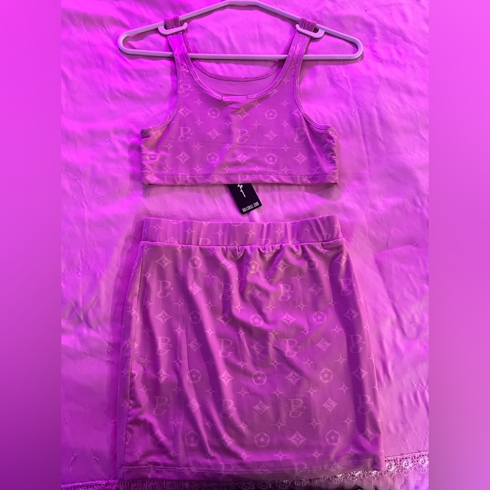 POSTER GIRL Pink Crop Top and Skirt Set
